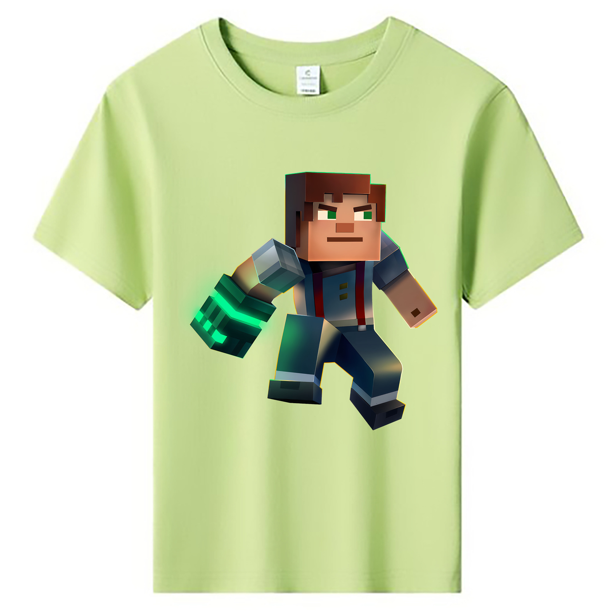 （画像用） マインクラフト ブロックの世界 Minecraft MC Block world 綿100％キッズTシャツ（フロントプリント）